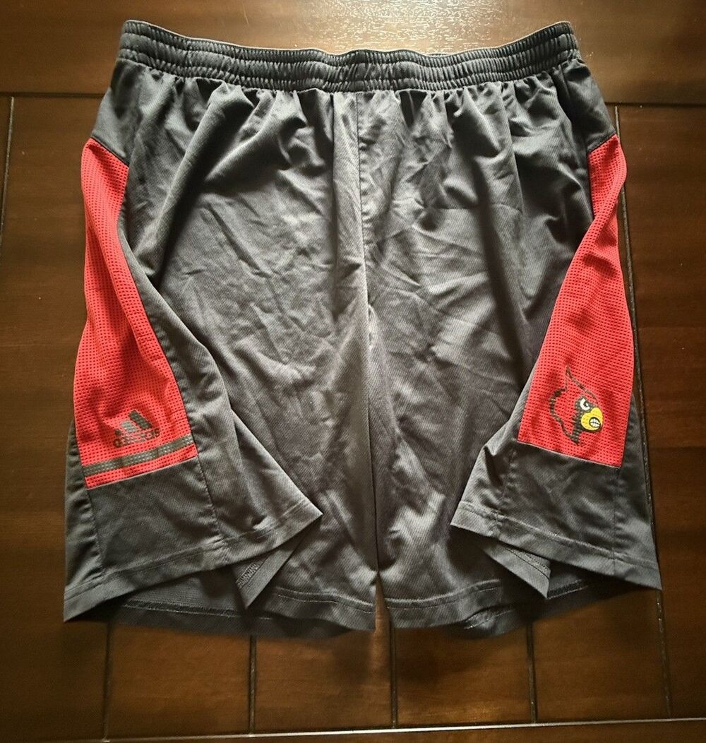 RARE-VTG ADIDAS LOUISVILLE CARDINALS BASKETBALL  2XL SHORTS Black Shimmer Daz